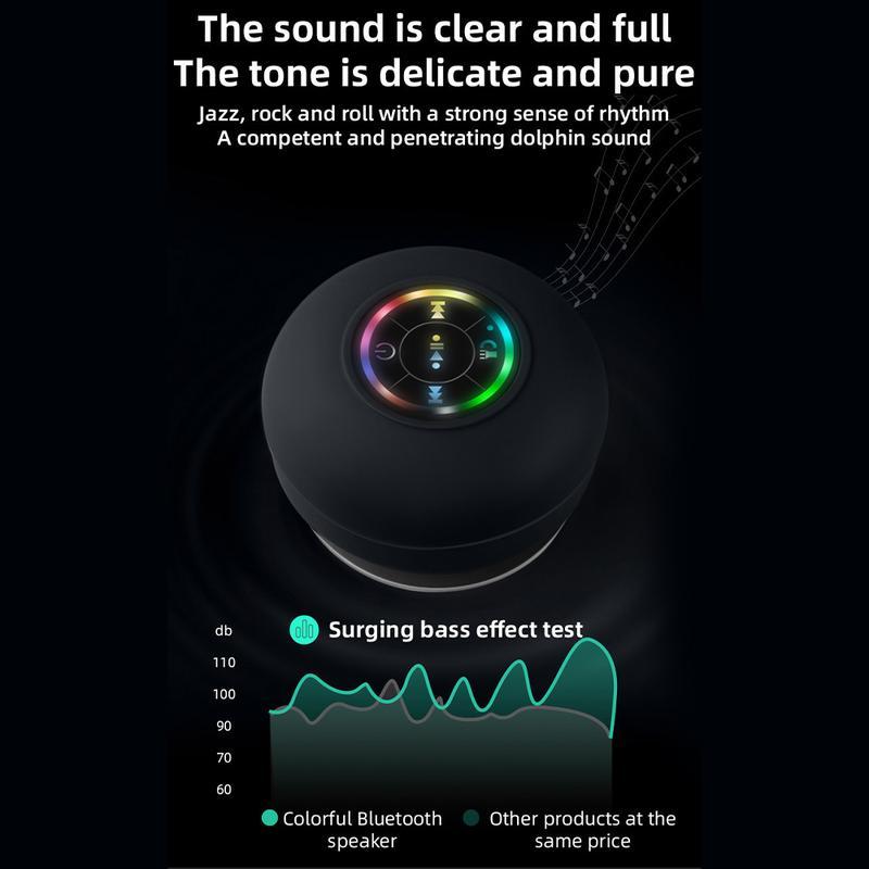 LED Bluetooth Speaker Wireless Waterproof Speaker,Portable IPX4 Waterproof, Hands-Free Speakerphone. Rechargeable Using Micro USB, Wireless Stereo for Beach, Shower & Home