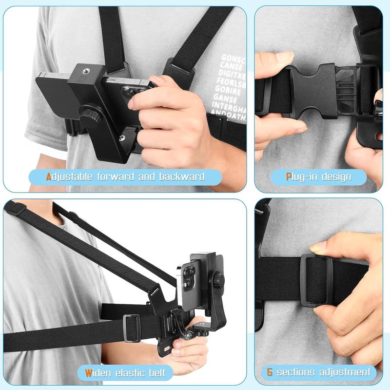 Mobile Phone Chest Strap Mount for VLOG POV, Phone Chest Harness Holder Action Camera and Cell Phones