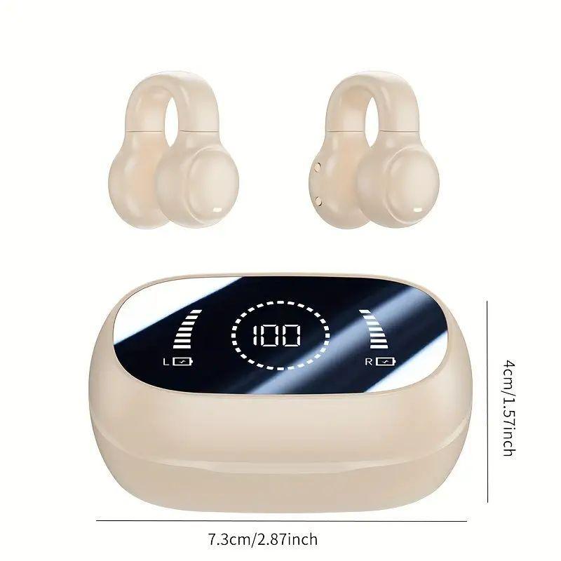 Fall In-ear Design Wireless Audio Earphone, TWS Waterproof Ear Clip Wireless Earphone with Power Display Charging Case, High Fidelity Stereo BT Earphone for Android iOS Mobile Phone, Audio Headphone