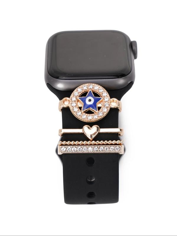 Star & Heart Design Watch Band Decorative Ring for Apple Watch, Rhinestone Decor Watch Band Accessories for Women & Girls, Trendy All-match & Exquisite Watch Accessories for Birthday Gift