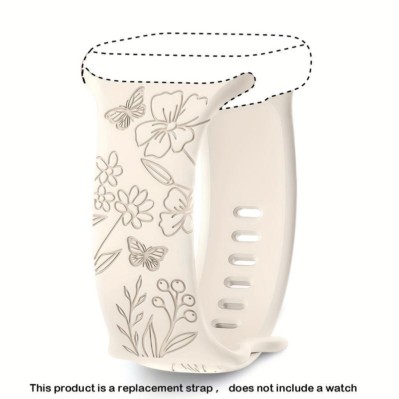 Floral Pattern Watch Band, Silicone Cute Wildflowers Sport Watch Band, Watch Band Compatible with Apple Watch