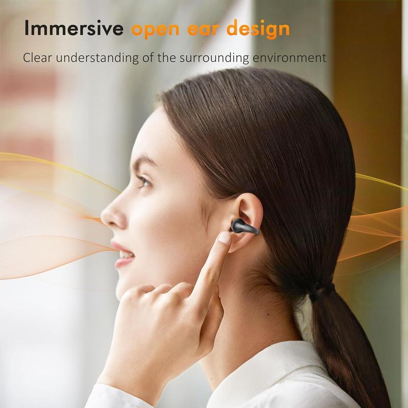 Open ear bone conduction headphone clip on headphones, wireless headphones 5.3 with LED display charging case 60 hours playback time Earbud Electronic