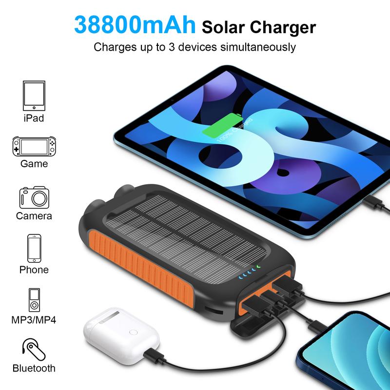 Summer Sale! Tainbat  Solar Charger Power Bank 38800mAh - Harness the Sun's Power for Your Outdoor Adventures! Waterproof, with LED Flashlight, USB C Fast Charge. Perfect for Outdoor, Camping, Travel.