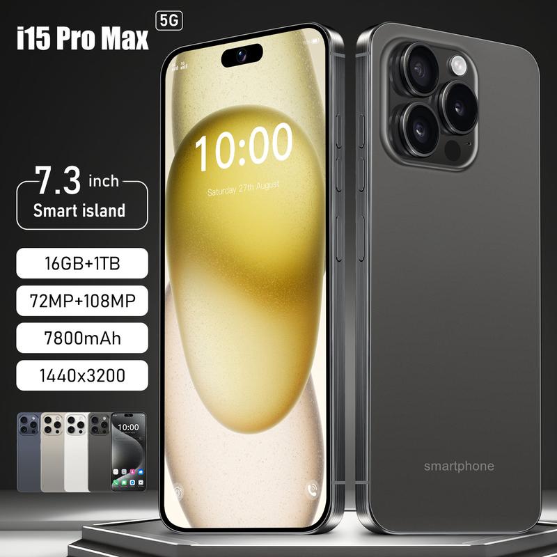 QEKHot selling  15 intelligent Pro Max phone, 7.6-inch 16+1TB8 core processor, cell high-definition screen, front camera, 2 million pixels fixed focus, rear camera, 16 million pixels autofocus battery, 3800mAh Android mobile phone. Limited time promotion