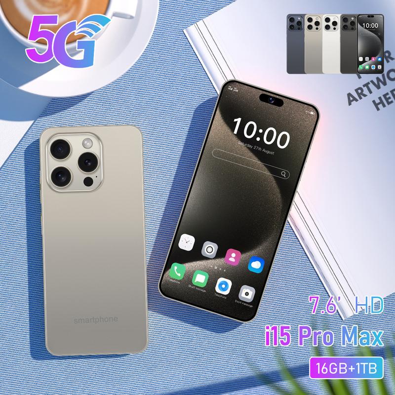 QEKHot selling  15 intelligent Pro Max phone, 7.6-inch 16+1TB8 core processor, cell high-definition screen, front camera, 2 million pixels fixed focus, rear camera, 16 million pixels autofocus battery, 3800mAh Android mobile phone. Limited time promotion