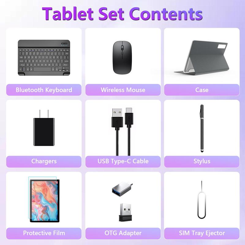 2024 Newest Android 14 Tablet, Octa-Core Processor+64GB+8GB 512GB Expandable, 10 inch Tablet WiFi 6 +BT 5.0, 18MP HD Camera Tablets with 7000mAh Battery, 2 in 1 Tablet with Keyboard Case Mouse Stylus