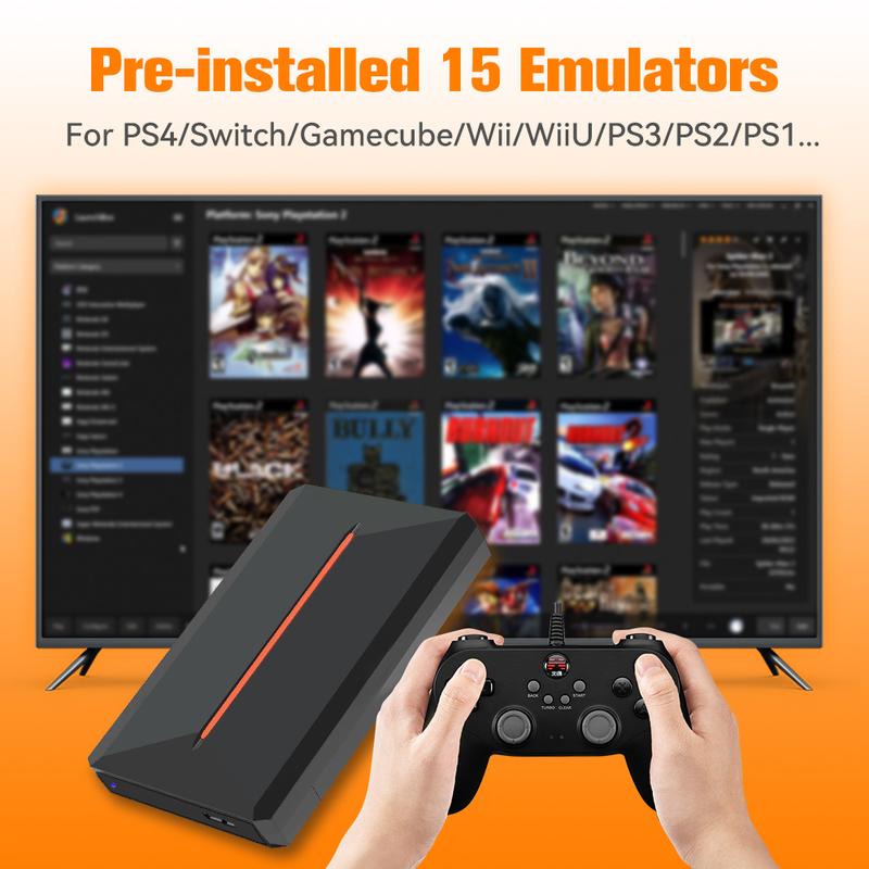 500GB Launchbox Gaming External Hard Drive For PS4 PS3 PS2 PS1 Wii Gamecube N64 Games HDD With 3700+ Games Plug&Play For WIN PC