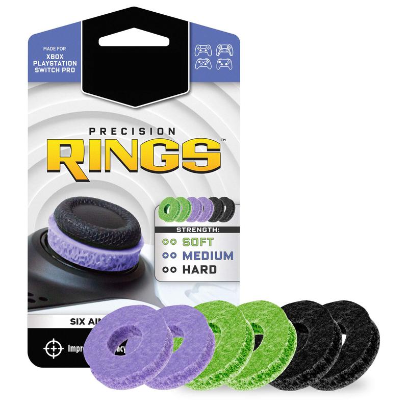 Precision Rings | Aim Assist Motion Control for Playstation 4 (PS4), PS5, Xbox One, XBX, Switch Pro & Scuf Controller (Black Purple Green)