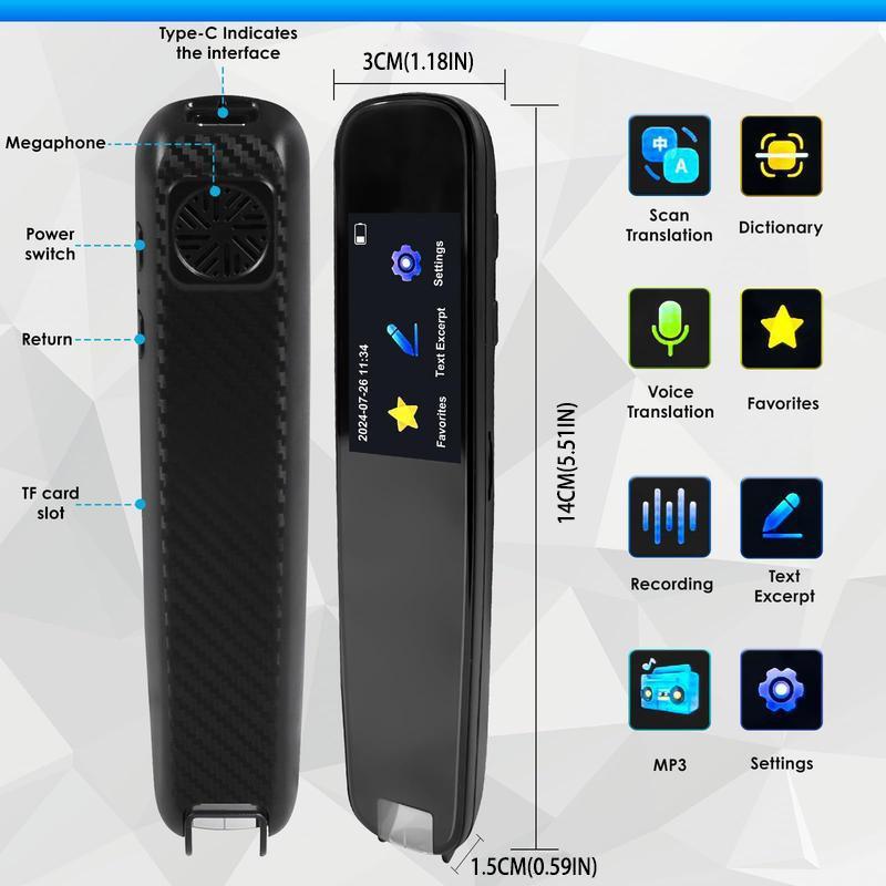 Electronic Translation Pen, Multi-function Translator, Electronic Portable Smart Pen, Digital Scanning Translation Pen, Supports Two-way Translation