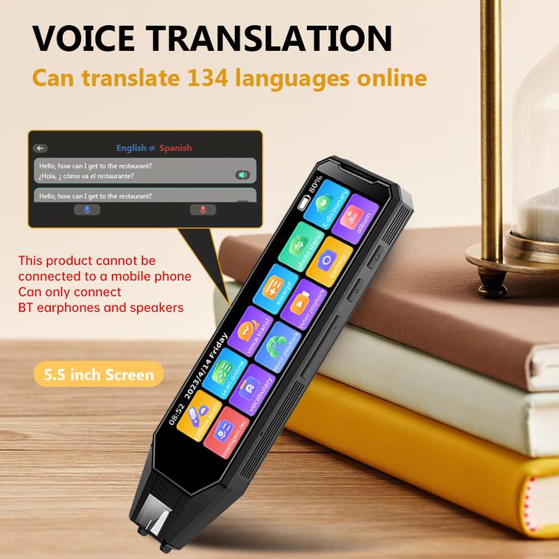 Christmas present Intelligent translation pen, 5.5-inch screen, large screen, offline scanning of 32 languages, online scanning of 60 languages, 134 online voice translations