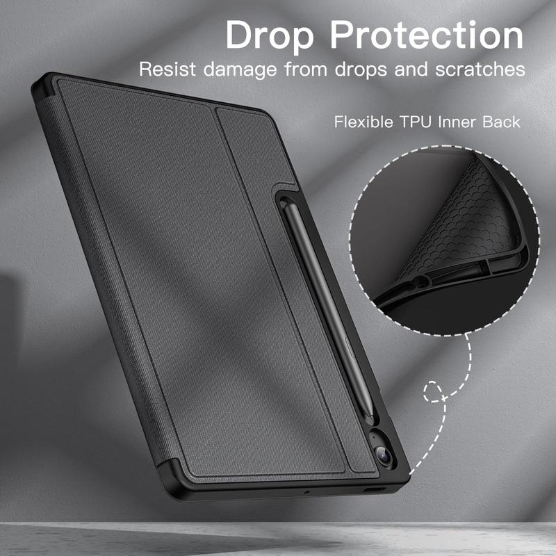 Case for Samsung Galaxy Tab S9 FE 10.9-Inch with S Pen Holder, Slim Folio Stand Protective Tablet Cover, Multi-Angle Viewing (Black)