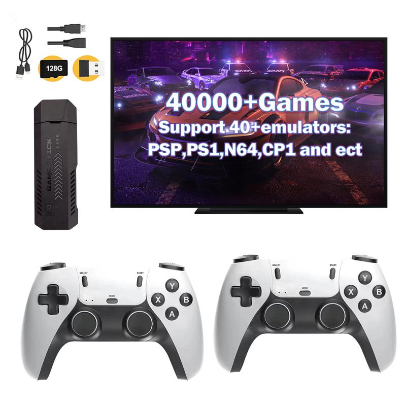 4K Wireless Retro Game Console – Plug & Play Nostalgia Stick with 40+ Classic Emulators, 40,000+ Preloaded Games, 4K HDMI Output, and 2.4G Wireless Controllers