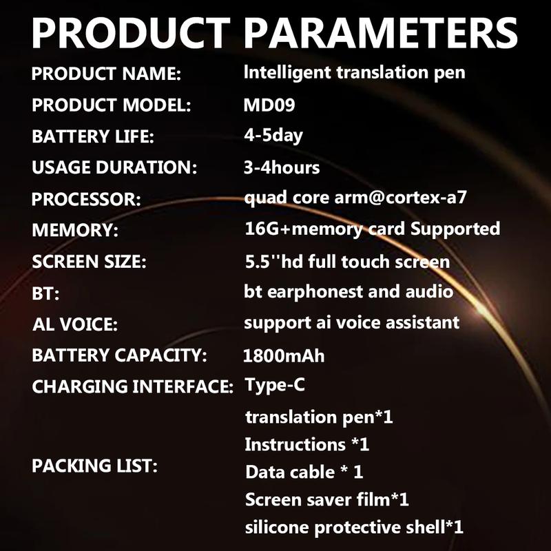 Christmas present Intelligent translation pen, 5.5-inch screen, large screen, offline scanning of 32 languages, online scanning of 60 languages, 134 online voice translations