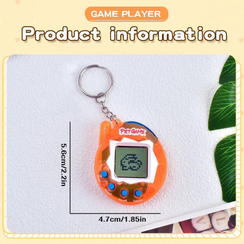 Random Color Electronic Pet Elf Game Player, Mini Handheld Pet Game Console with Keychain, Novelty E-pet Interactive Toy, Retro Gaming Console for Boys & Girls