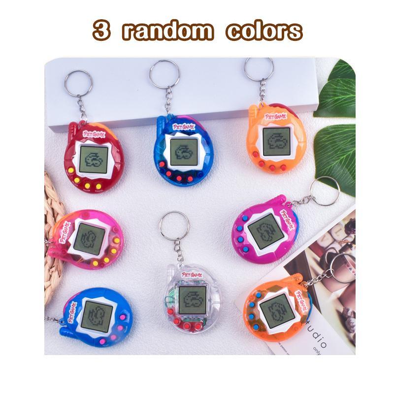 Random Color Electronic Pet Elf Game Player, Mini Handheld Pet Game Console with Keychain, Novelty E-pet Interactive Toy, Retro Gaming Console for Boys & Girls