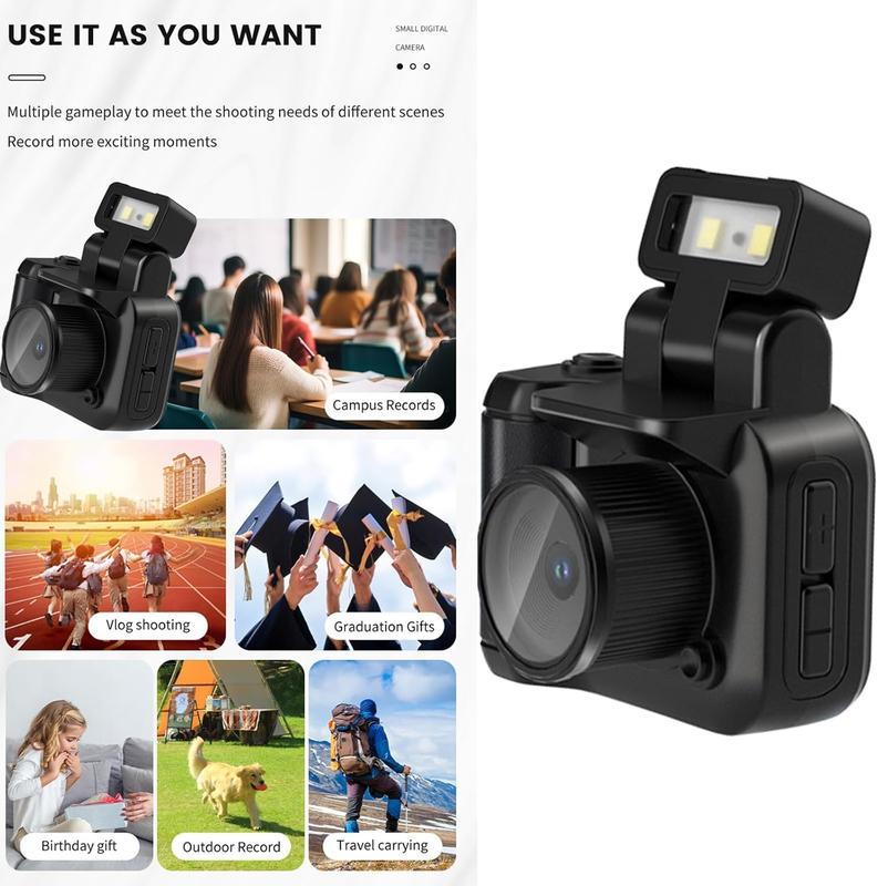 Mini Camera 1080P HD Digital Camera with Screen Portable Retro Travel Vlog Small Camcorder  with Camera Power Bank and 32G TF Card