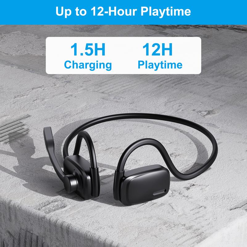 LK12 Open Ear Bluetooth Headphones -  Classic Style Earbuds - ENC Cancellation & Multi-Button Driver - Office Headset - Wireless Gaming Headphones - 1.5H Charging & 12H Battery Life - Ideal for Business Women & Men