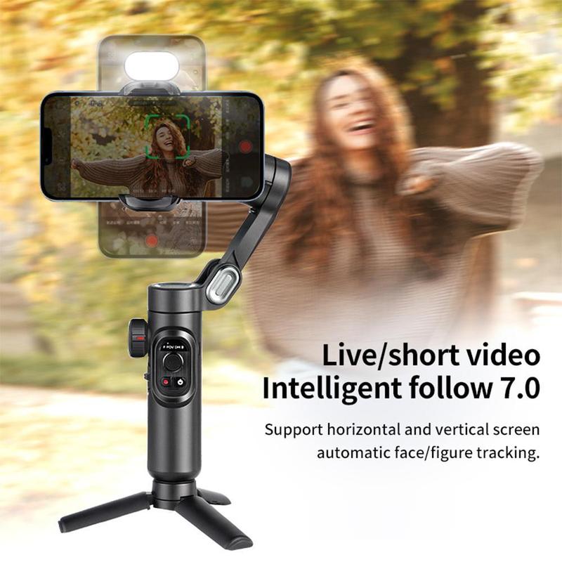 AOCHUAN 3-axis Shooting Tripod Stand, 360° Rotation Auto Face Tracking Gimbal Stabilizer, Smartphone Selfie Accessories, Selfie Phone Tripod