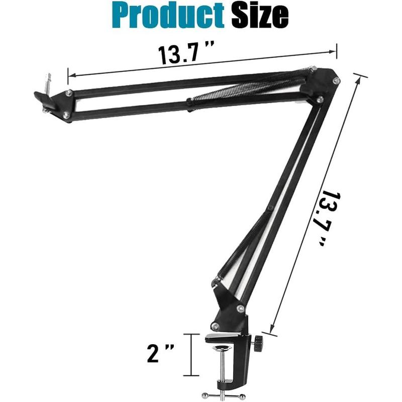 Boom Arm Microphone Mic Stand for Blue Yeti HyperX QuadCast SoloCast Snowball Fifine Shure SM7B and other Mic, Medium