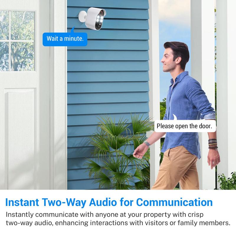 Wireless Security Camera Systems, 2.4GHz Wi-Fi Security Camera Home Surveillance with AI Human Detection & PIR Motioning Detect, Outdoor Camera, Rechargeable 2-way Talk Night-Vision Security Camera With Cloud Storage Service