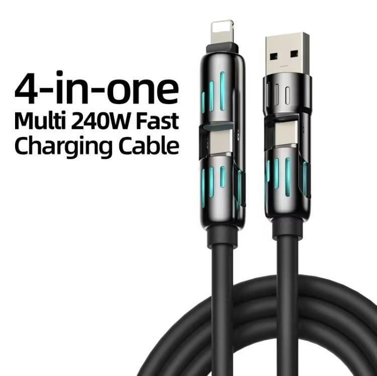 5 feet long 4-in-1 Multi USB ChargingCablewith USB A,Type C,Lightning -MAX240W Fast Charging & Data SyncforiPhone 16 15,iPad Pro, Samsung&Laptops