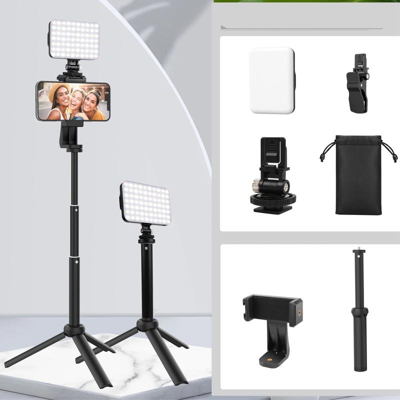 Rechargeable Selfie Ring Light with Tripod & Clip for Music Festival, 1 Set 3 Lighting Modes Selfie Light with Tripod Holder for iPhone, Laptop & Smartphone