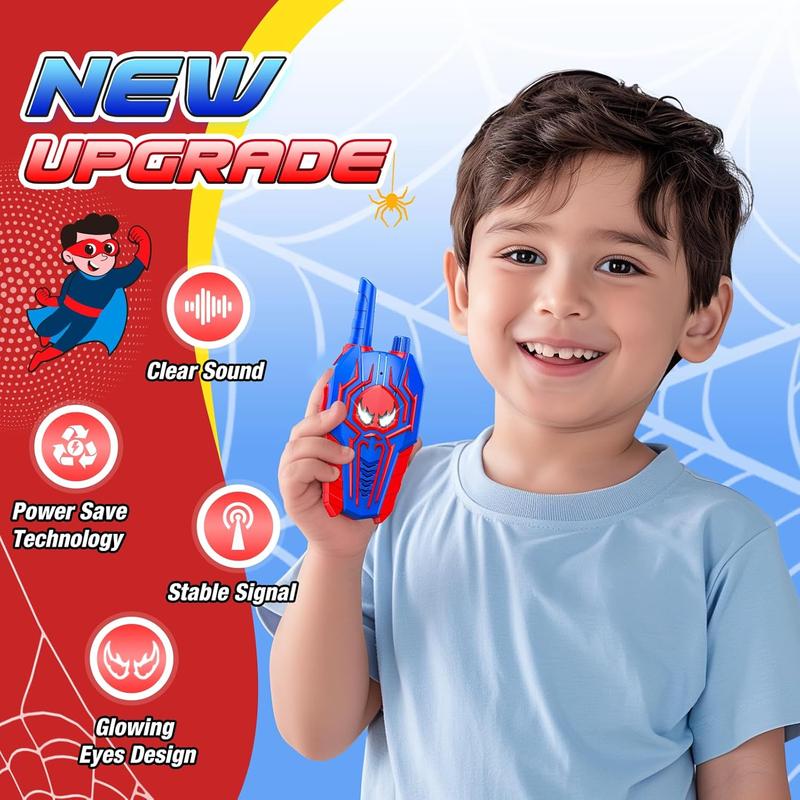 Spider Walkie Talkies for Kids: Toys Gifts for 3 4 5 6 7 8 9 Year Old Boys Girls Ages 5-7 Kids Walkie Talkies Outdoor Hiking 2 Way Radio Toy for 3-12 Year Old Boy Girl Christmas Birthday Gift Age 3-6 Audio Lanyard Microphone