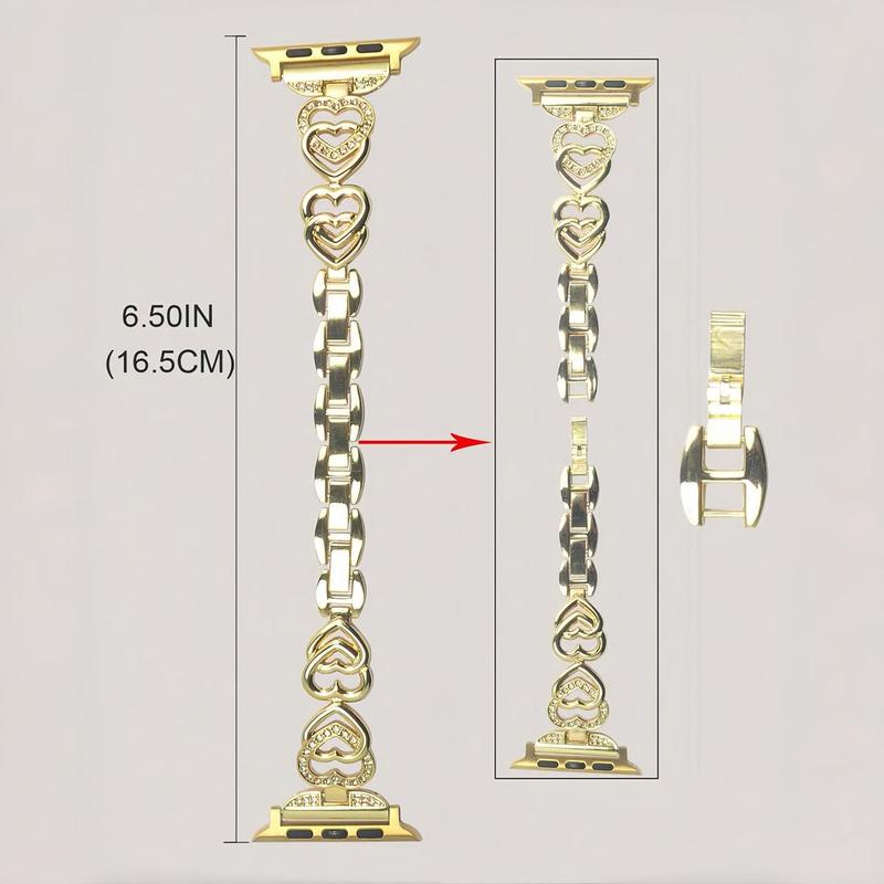 Shiny Artificial Rhinestone Decorated Watch Band (Band Only), Replacement Watch Band for Women, Stainless Steel Watch Band Compatible with Apple Watch, Wearable Accessories, Summer Gift, Smart Watch Band