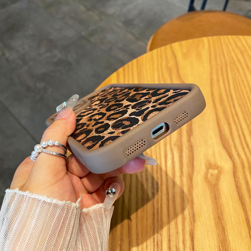 Stylish Leopard Pattern Phone Case, Precise Camera Lens Protection, Shockproof for iPhone 16 Series Plus 11 12 13 14 15 Pro Max Cover Protective