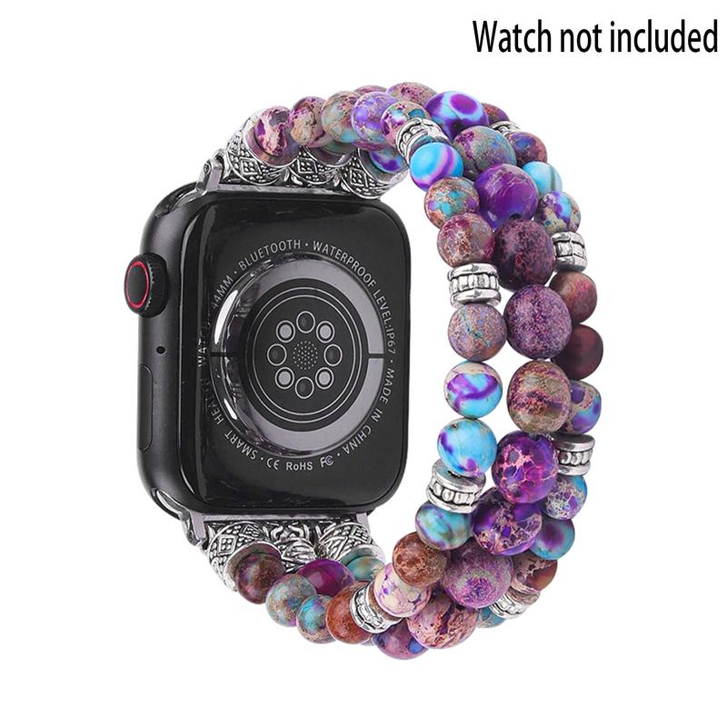 Adjustable Elastic Beaded Watch Band, Fashionable Watch Band for Women, Handmade Beaded Design Watch Band for Apple Watch