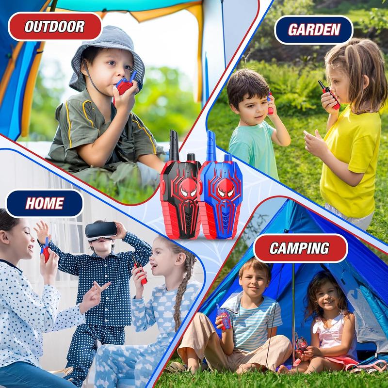 Spider Walkie Talkies for Kids: Toys Gifts for 3 4 5 6 7 8 9 Year Old Boys Girls Ages 5-7 Kids Walkie Talkies Outdoor Hiking 2 Way Radio Toy for 3-12 Year Old Boy Girl Christmas Birthday Gift Age 3-6 Audio Lanyard Microphone