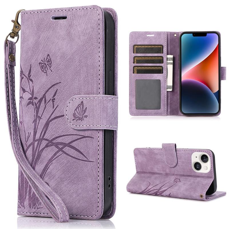 PU Leather Floral Pattern Phone Cases for iPhone 15 Pro Max 15Pro, Wallet Design Flip Phone Case with Card Holder & Lanyard, Shockproof Phone Protector for iPhone 11 12 13 14 15 Pro Max