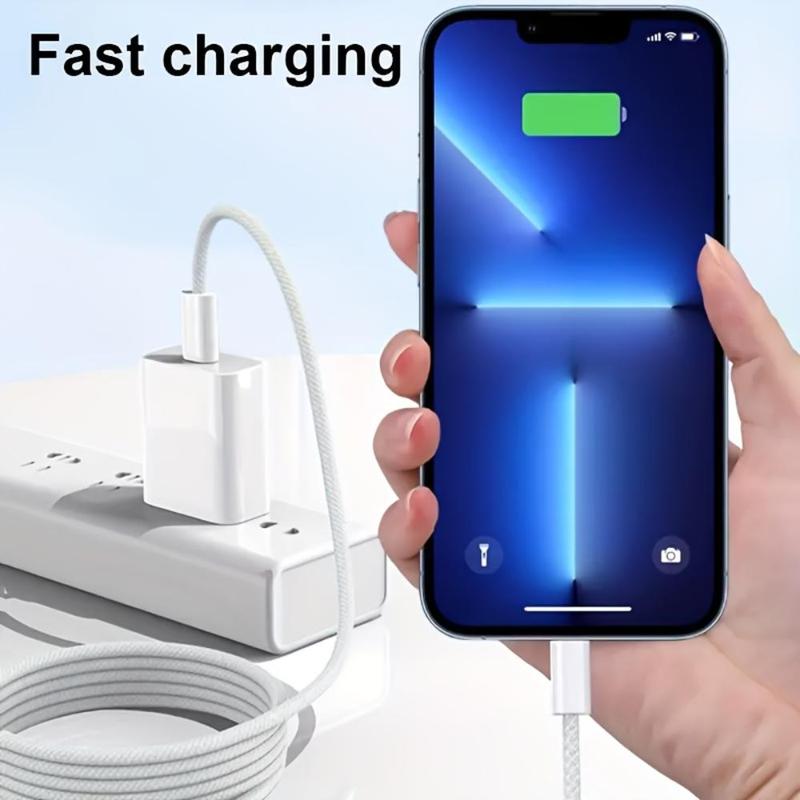 PD 20W Fast Charging Head & Dual Type C Data Cable Set, Fast Adapter Charging Head with 3.2FT High-speed USB-C Charging Cable for Most Smartphone