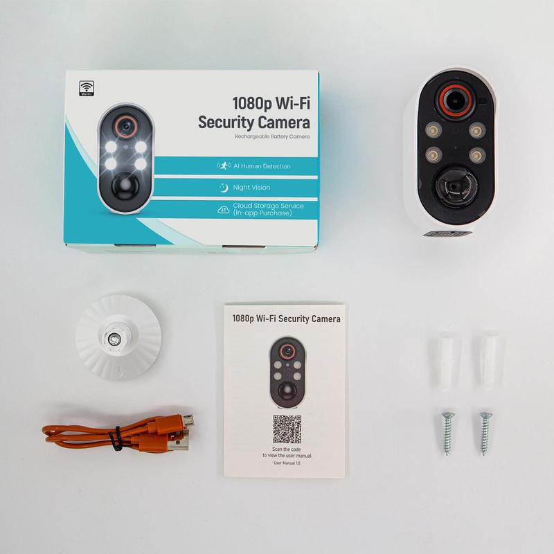 Wireless Security Camera Systems, 2.4GHz Wi-Fi Security Camera Home Surveillance with AI Human Detection & PIR Motioning Detect, Outdoor Camera, Rechargeable 2-way Talk Night-Vision Security Camera With Cloud Storage Service