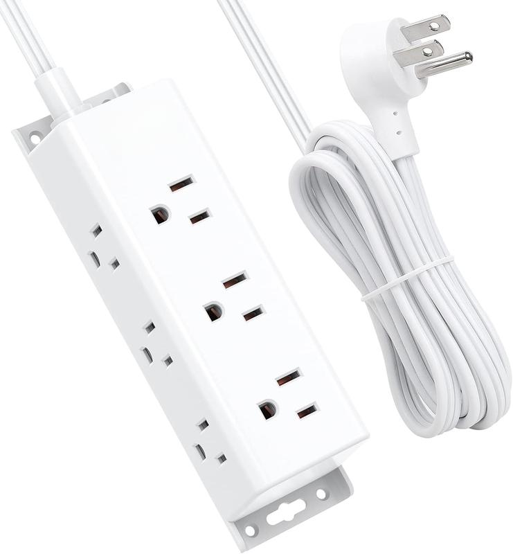 Surge Protector Power Strip - 9 Widely Spaced Multi Outlets, Wall Mount, 3 Side Outlet Extender with 5Ft Extension Cord, Flat Plug for Home Office