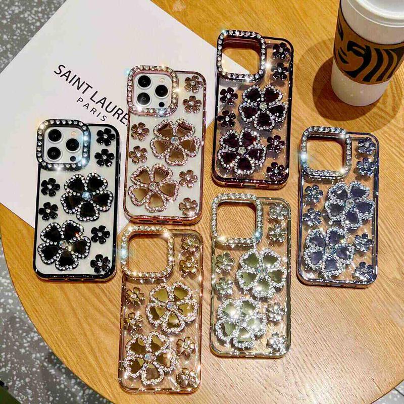 Rhinestone Decor Phone Case, Shockproof Phone Protective Cover, Phone Accessory Compatible with iPhone 12 13 14 15 Pro Max