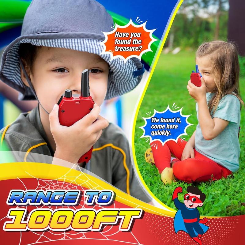 Spider Walkie Talkies for Kids: Toys Gifts for 3 4 5 6 7 8 9 Year Old Boys Girls Ages 5-7 Kids Walkie Talkies Outdoor Hiking 2 Way Radio Toy for 3-12 Year Old Boy Girl Christmas Birthday Gift Age 3-6 Audio Lanyard Microphone