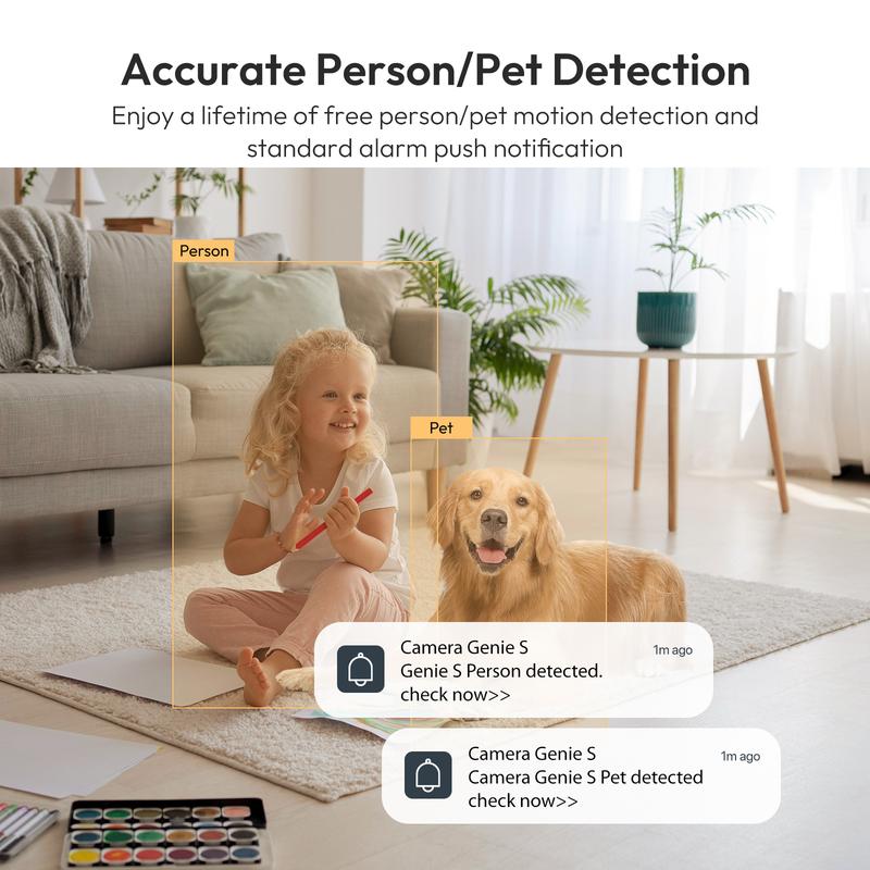 Psync Camera Genie S | Smart Pan Tilt Zoom Camera - 5MP Indoor Camera For Home Use - Local storage、Motion Track、2-Way Audio、Notification Security