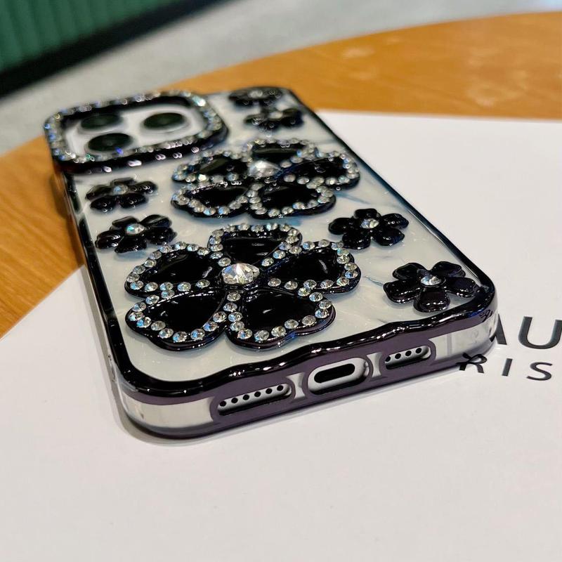 Rhinestone Decor Phone Case, Shockproof Phone Protective Cover, Phone Accessory Compatible with iPhone 12 13 14 15 Pro Max