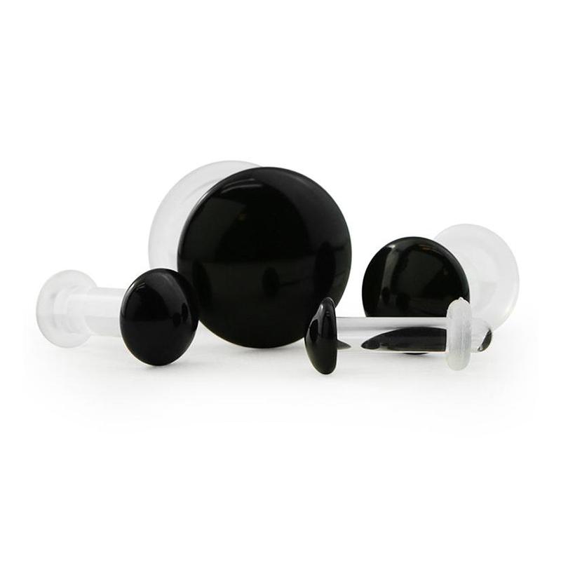 Black Glass Plugs - Single Flare