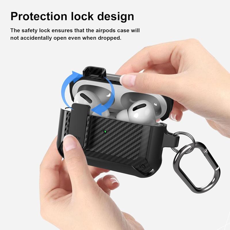 Case for Airpod Pro Case Cover with Lock, Compatible for Airpods Pro 2nd Generation 1st Generation Case (2023 2022 2019), Shockproof Cover for iPod Pro Case Men Women