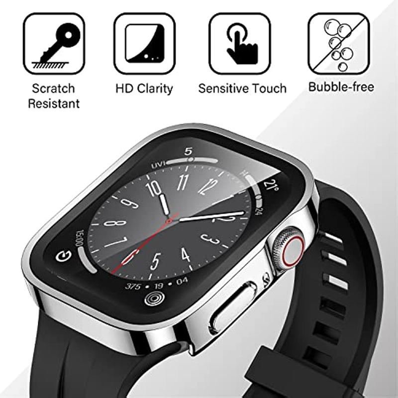 Smartwatch Screen Protector for Apple Watch Bands 45mm to 40mm, 1 Count Glass Protective Case 2 in 1 for iWatch Series Apple Smartwatches, Smart Watches Wearable Devices Protective Cover, Wearable Accessories