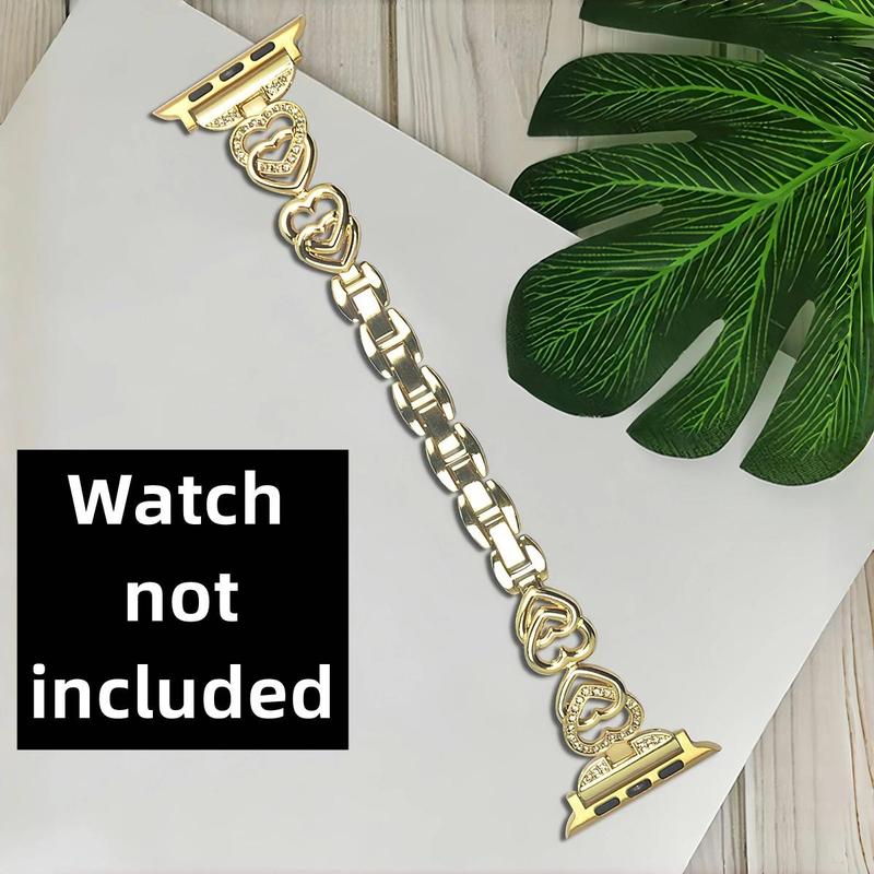 Shiny Artificial Rhinestone Decorated Watch Band (Band Only), Replacement Watch Band for Women, Stainless Steel Watch Band Compatible with Apple Watch, Wearable Accessories, Summer Gift, Smart Watch Band