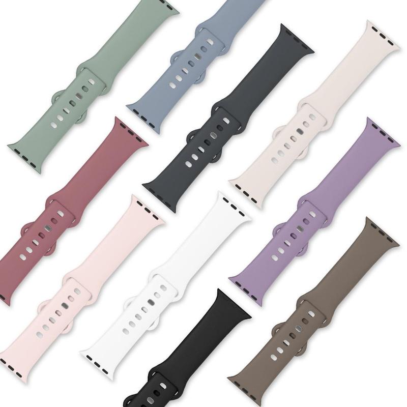 Silicone Watch Bands Suitable For Apple Watch (Band Only), Butterfly Buckle Solid Color Watch Band For Men & Women, Replacement Watchband For iWatch