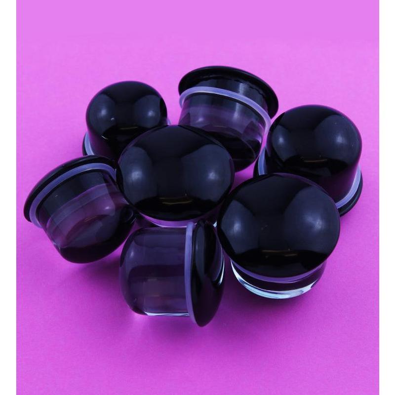 Black Glass Plugs - Single Flare