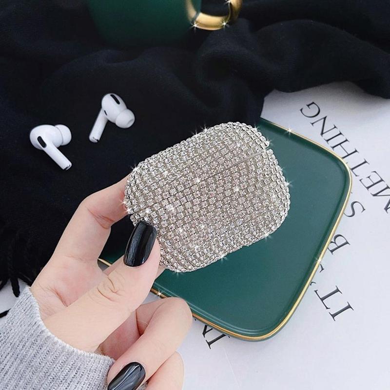 Artificial Rhinestone Decor Earphone Case, 1 Count Anti-fall Earbuds Case, Shockproof Earphone Protector Cover Compatible with Airpods 2 3 Pro Pro2