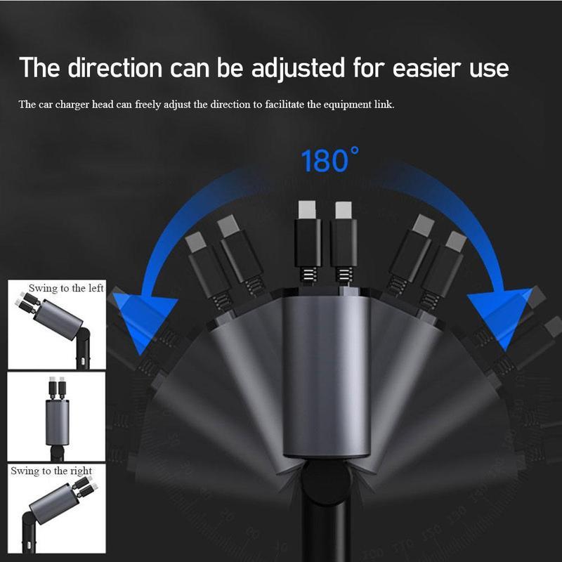 4 in 1   Charger,Super Fast Charging  Charger Max 120W, Cable and 2 USB Ports  Charger Adapter for iPhone 15 14 13 12 Pro Max Galaxy S23 tech x  carcharger Lightning Cellphone Smartphone Electronic Mobile Aluminum Charger with Dual Ports