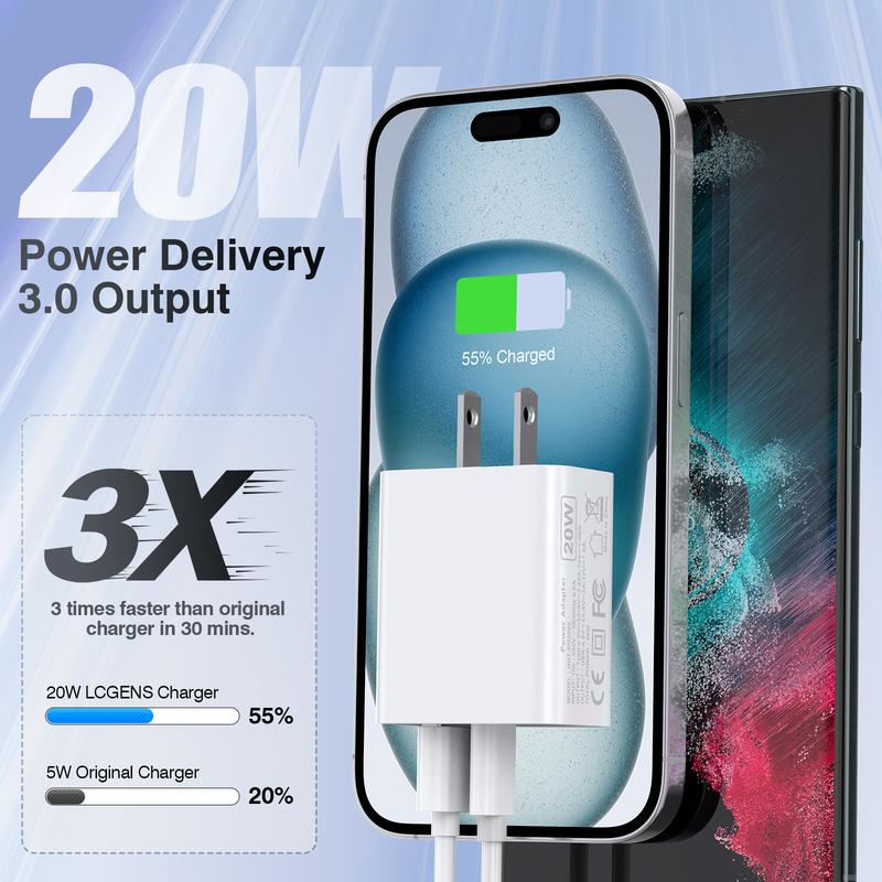 4-Pack 40W USB C Wall Plug+20W Durable Dual Port QC+PD 3.0 Power Adapter 4 Port Fast Charging Block PD 3.0 Multi Port Type C Adapter Cube for iPhone 15 13 13pro 12 12pro XR SE, iPad Pro Mini Air, Google Pixel Pixel 3a  XL 3 2XL