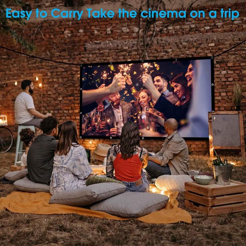 120 inch Projector Screen, 16:9 Foldable Anti-Crease Portable Projection Movies Screens, Double Sided Washable Outdoor Projector Screen for Home Theater, Camping Party, Office