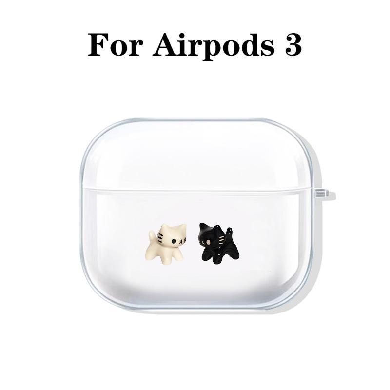 Adorable Cat Design Earphone Case with Hiking Buckle, Shockproof & Anti-Fall TPU Earphone Cover for AirPods 1 2, 3, Pro, Pro 2, Gift for Friend